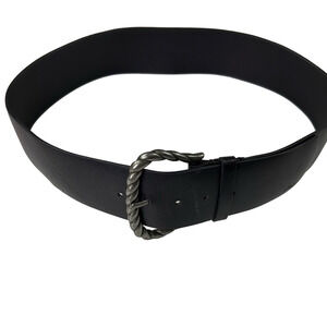 Mexx Black Vegan Leather Belt with Silver Buckle